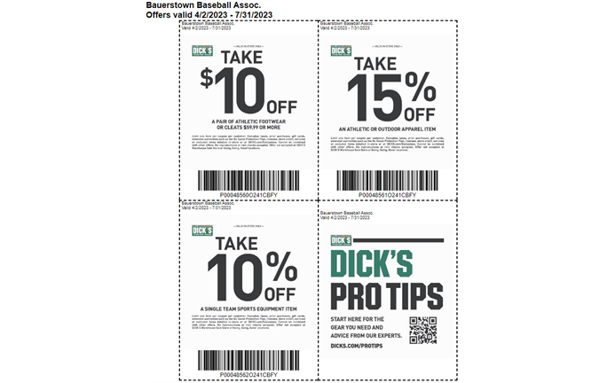 BBSA - Dick's Sporting Goods Discounts