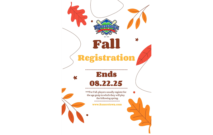 2025 Fall Baseball & Softball Registration is Open